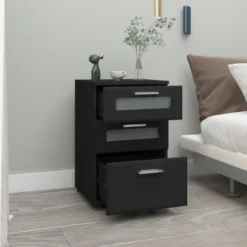 ML-Design Tables De Chevet Table De Nuit Noir MDF 40x60x38 Cm 9 ML-Design Tables De Chevet Table De Nuit Noir MDF 40x60x38 Cm -Tables De Chevet Soldes table de nuit noir mdf 40x60x38 cm 3