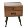 Hellin Tables De Chevet Table De Nuit Vitrine En Bois Et Métal -Tables De Chevet Soldes table de nuit vitrine en bois et metal