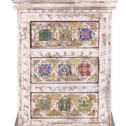 GINER Y COLOMER Tables De Chevet Table En Manguier Avec Détails En Céramique Et Bronze