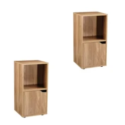 Casâme Tables De Chevet 2 Cases Décor Bois 1 Porte - Lot De 2