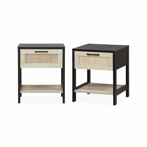 Alice's Garden Tables De Chevet Noir Et Cannage 40 X 40 X 48cm 3 Alice's Garden Tables De Chevet Noir Et Cannage 40 X 40 X 48cm