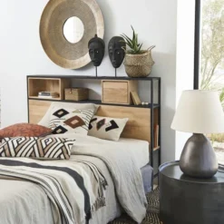 Maisons Du Monde Têtes De Lit Tête De Lit 160 En Manguier Massif Et Métal Noir -Tables De Chevet Soldes tete de lit 160 en manguier massif et metal noir 1000 14 27 198098 5