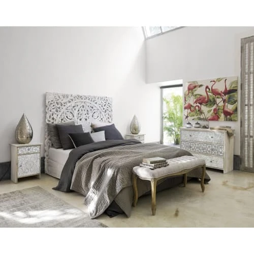 Maisons Du Monde Têtes De Lit Tête De Lit 160 Sculptée En Manguier Massif Blanc 8 Maisons Du Monde Têtes De Lit Tête De Lit 160 Sculptée En Manguier Massif Blanc – Image 6