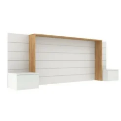 ID Kids Têtes De Lit Tête De Lit Avec Chevets 160 Cm Effet Bois Blanc -Tables De Chevet Soldes tete de lit avec chevets 160 cm effet bois blanc et bois 3