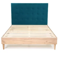Homifab Têtes De Lit Tête De Lit Capitonnée En Velours Bleu Canard 140 Cm -Tables De Chevet Soldes tete de lit capitonnee en velours bleu canard 140 cm 9