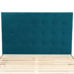 Homifab Têtes De Lit Tête De Lit Capitonnée En Velours Bleu Canard 160 Cm -Tables De Chevet Soldes tete de lit capitonnee en velours bleu canard 160 cm 2