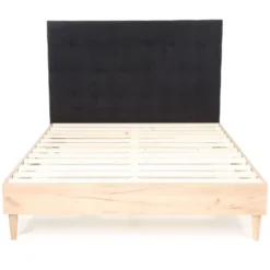 Homifab Têtes De Lit Tête De Lit Capitonnée En Velours Gris Anthracite 140 Cm -Tables De Chevet Soldes tete de lit capitonnee en velours gris anthracite 140 cm 4