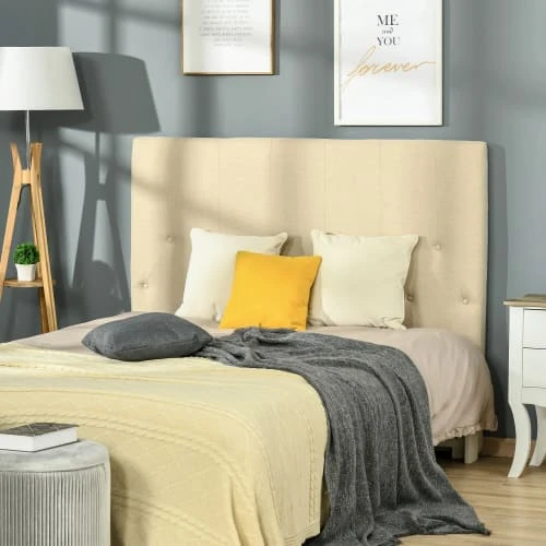 Homcom Têtes De Lit Tête De Lit Capitonnée Rembourrée MDF Coton Polyester Beige 4 Homcom Têtes De Lit Tête De Lit Capitonnée Rembourrée MDF Coton Polyester Beige – Image 2