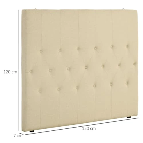 Homcom Têtes De Lit Tête De Lit Capitonnée Rembourrée MDF Coton Polyester Beige 5 Homcom Têtes De Lit Tête De Lit Capitonnée Rembourrée MDF Coton Polyester Beige – Image 3