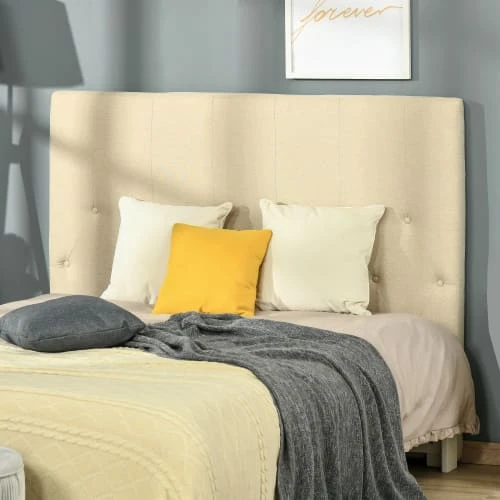 Homcom Têtes De Lit Tête De Lit Capitonnée Rembourrée MDF Coton Polyester Beige 6 Homcom Têtes De Lit Tête De Lit Capitonnée Rembourrée MDF Coton Polyester Beige – Image 4