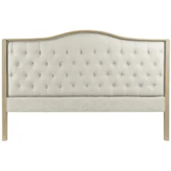 Wadiga Têtes De Lit Tête De Lit Classique En Bois Et Tissu Capitonné Lin Beige - 180cm
