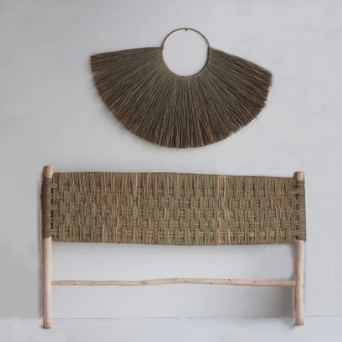 HYDILE Têtes De Lit Tête De Lit En Doum Et Bois D'eucalyptus 5 HYDILE Têtes De Lit Tête De Lit En Doum Et Bois D'eucalyptus – Image 3