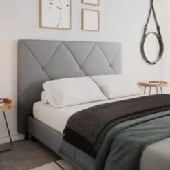 Usinestreet Têtes De Lit Tête De Lit En Tissu BAILA - Gris Clair, Largeur - 140 Cm -Tables De Chevet Soldes tete de lit en tissu baila gris clair largeur 140 cm 2