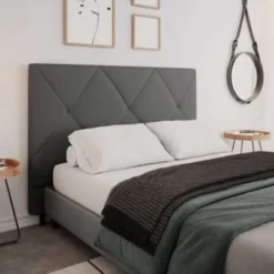 Usinestreet Têtes De Lit Tête De Lit En Tissu BAILA - Gris Foncé, Largeur - 160 Cm -Tables De Chevet Soldes tete de lit en tissu baila gris fonce largeur 160 cm 2