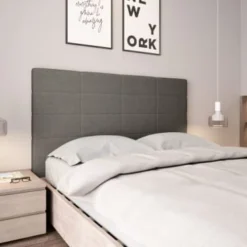 Usinestreet Têtes De Lit Tête De Lit En Tissu WILLY - Gris, Largeur - 140 Cm -Tables De Chevet Soldes tete de lit en tissu willy gris largeur 140 cm 2
