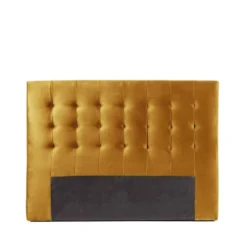 Drawer Têtes De Lit Tête De Lit En Velours 150 Cm Jaune Moutarde