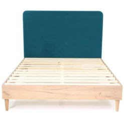 Homifab Têtes De Lit Tête De Lit En Velours Bleu Canard 140 Cm -Tables De Chevet Soldes tete de lit en velours bleu canard 140 cm 3