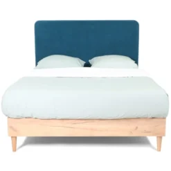 Homifab Têtes De Lit Tête De Lit En Velours Bleu Canard 160 Cm -Tables De Chevet Soldes tete de lit en velours bleu canard 160 cm 5
