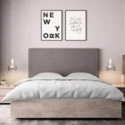 Usinestreet Têtes De Lit Tête De Lit Lisse En Tissu NUMA - Gris, Largeur - 160 Cm -Tables De Chevet Soldes tete de lit lisse en tissu numa gris largeur 160 cm 2