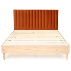 Homifab Têtes De Lit Tête De Lit Matelassé En Velours Rouille 140 Cm -Tables De Chevet Soldes tete de lit matelasse en velours rouille 140 cm 3