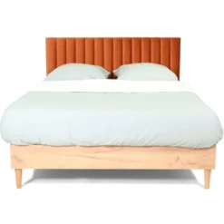 Homifab Têtes De Lit Tête De Lit Matelassé En Velours Rouille 140 Cm -Tables De Chevet Soldes tete de lit matelasse en velours rouille 140 cm 5