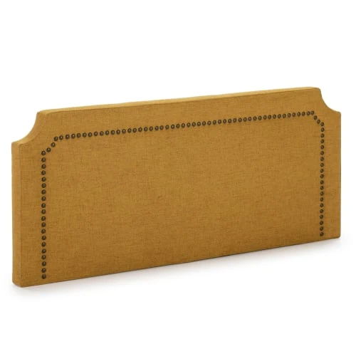 HOMN Têtes De Lit Tête De Lit Tapissée 140x60 Cm Moutarde, Clous En Marron 3 HOMN Têtes De Lit Tête De Lit Tapissée 140x60 Cm Moutarde, Clous En Marron