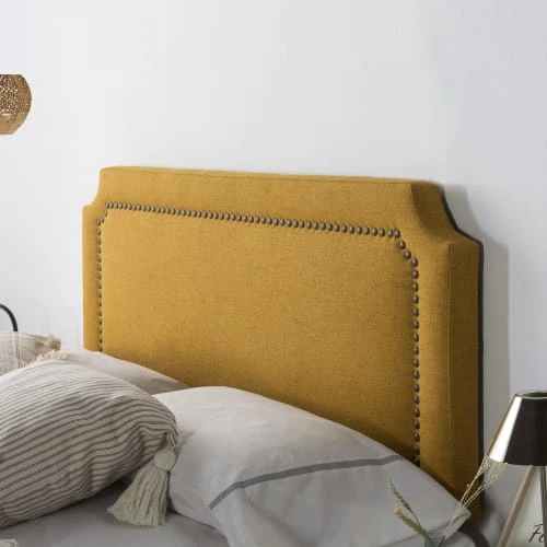 HOMN Têtes De Lit Tête De Lit Tapissée 140x60 Cm Moutarde, Clous En Marron 5 HOMN Têtes De Lit Tête De Lit Tapissée 140x60 Cm Moutarde, Clous En Marron – Image 3