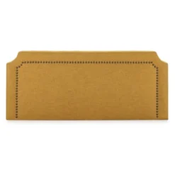 HOMN Têtes De Lit Tête De Lit Tapissée 160x60 Cm Moutarde, Clous En Marron -Tables De Chevet Soldes tete de lit tapissee 160x60 cm moutarde clous en marron 5