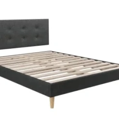 Moondaca Têtes De Lit Tête De Lit Tissu Déco Capitonnée Gris Fixation Murale 140cm -Tables De Chevet Soldes tete de lit tissu deco capitonnee gris fixation murale 140cm 2