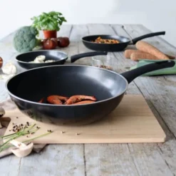 Menastyl Accessoires Literie Wok En Aluminium Tous Feux 28cm -Tables De Chevet Soldes wok en aluminium tous feux 28cm 2